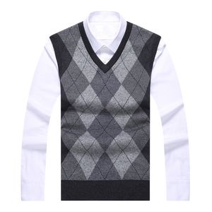 Nieuw modemerk trui voor herenvulingen plaid slanke fit jumpers gebreide vest herfst Koreaanse stijl casual mannen kleding 201125