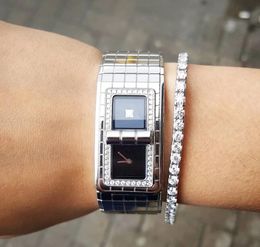 Nieuwe Mode Merk Dames Quartz Horloge Turning Lock Design Rvs CodeCoCo Clock One Diamond Twee Vierkante Armband Code Horloge