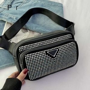 Nieuwe Mode Briljante Diamanten Tas Camera Womens Wtern Stijl Een Schouder Crossbody Water Draagbare Heuptas