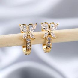 Boucles d'oreilles papillon en cristal pour femmes, nouvelle mode, zircone cubique AAA, tendance, bijoux cadeaux de fête de mariage, 2024