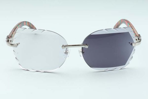 Nouvelle mode cadre sculpté 8300817-B2 luxe couleur naturelle cadre en bois 58-18-135mm couleur changeante lunettes un miroir double usage