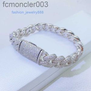 Nuevas pulseras de la cadena de moda Diamond Pasada pasada de 12 mm 6/7/8 pulgadas S925 STERLING SILE MOISSANITE MIAMI Pulsera cubana enlaces para hombres.