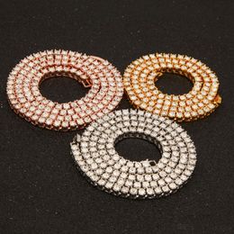 Nieuwe mode charme hiphop sieraden choker bling iced out bijoux strass ketting 3 mm 4 mm breedte zilveren rosé goud goud 1 rij tennis 294n