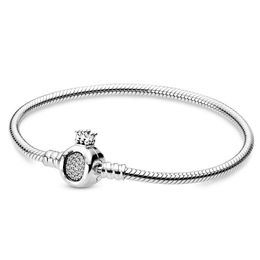 Nueva pulsera de cuentas exquisita para mujer con cadena de hueso de serpiente y hebilla de corona de plata s925 Original a la moda