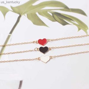 Nueva pulsera de corazón blanco rojo con cadena de dijes barata a la moda para mujer, brazaletes de joyería de boda R231115