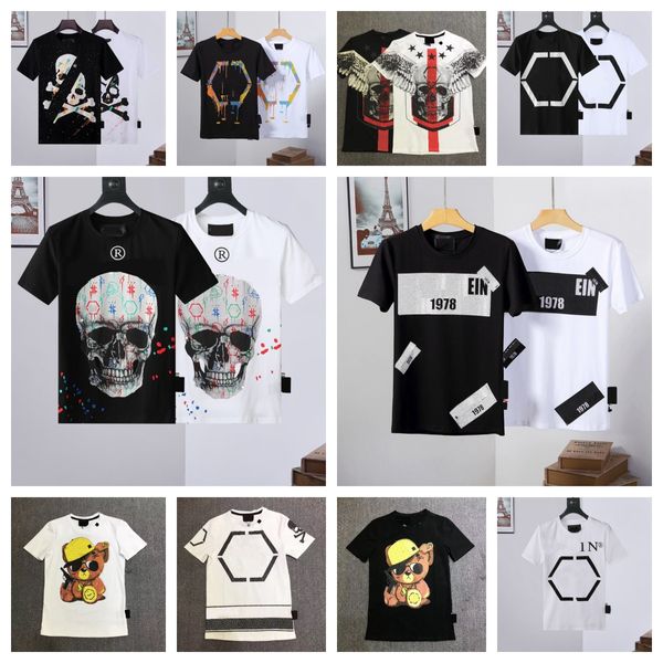 Nueva moda en el pecho Bordado Lobo Cráneo Hombres Camiseta de manga corta Camiseta casual Hipster Fractal Patrón Camisetas Cool Top Designer Clothing