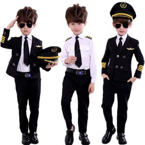 Nieuwe mode kinderen Dag Piloot Uniform Stewardess Cosplay Halloween Kostuums voor Kinderen Vermomming Meisje Jongen Kapitein Vliegtuigen Fa334i
