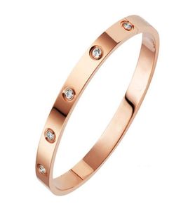 Nieuwe mode klassieke minnaar armbanden voor dames roségoud zilveren kleurstïne -strass armband manchet eenvoudige trendy sieraden cadeau1998023