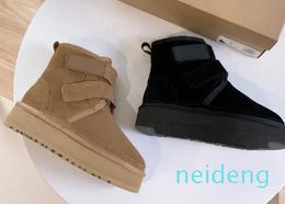 nieuwe mode klassieke winter warme sneeuw ontwerper W Neumel platformlaars voor dames dames lederen korte dikke bodems winterbont laarsjes schoenen Australische top