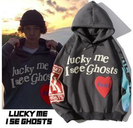 Nieuwe modekleding Lucky me, ik zie geesten sweatshirt met capuchon en schuimprint CPFM04