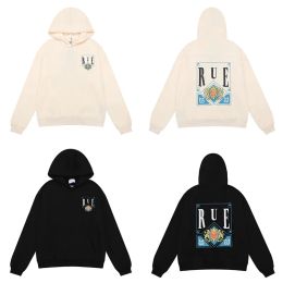 Nieuwe Mode Paar RHUDE Trui Zeilen Schild Print Hoge Kwaliteit Katoenen Badstof Hoodie Trui Heren en Dames Dezelfde Speelkaart Hoodie Pocket Top