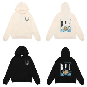 New Fashion Couple RHUDE Pull Sailing Shield Print Pull à capuche en coton éponge de haute qualité Pull pour hommes et femmes Same Playing Card Hoodie Pocket Top