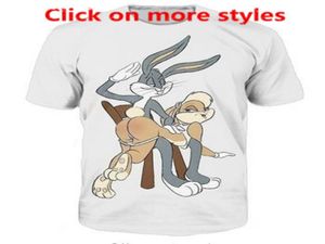 Nieuwe Mode Koppels Mannen Vrouwen Unisex Cartoon Bugs Bunny Lola Bunny Spanking Grappige 3D Print Geen Cap Casual t-shirt T-shirts Tee Top T5930590