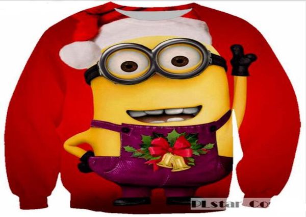 Nuevas parejas de moda Hombres Mujeres Unisex Christmas Minion Funny 3d estampado sudadera sudadera al aire libre WW1125510625