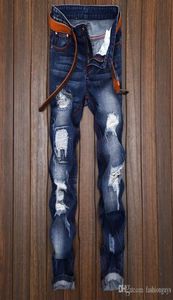 Nouvelle mode jeans fissurés hommes Breaking Hole Tide Jeans hétéros mâle faire la vieille personnalité Original Cowboy Young Men3666552