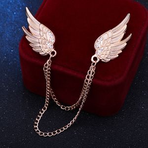 Nieuwe mode Crystal Angel Wing broche metalen kwastjes ketting revers pins mannen pak shirt corsage beooches geschenken voor vrouwelijke accessoires