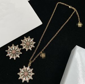 NOUVEAU Mode Cristal Fleur Chrysanthème Collier Boucle D'oreille Épingle À Cheveux Ensembles Banshee Medusa Tête En Laiton Dames Designer Bijoux cadeaux HMS17 --72