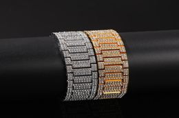 Nouveau bracelet de chaîne cubaine de mode pour hommes 21 mm 20 cm jaune blanc gold plaqué hintestone ice out bracelets hip hop chaîne pour hommes8469455