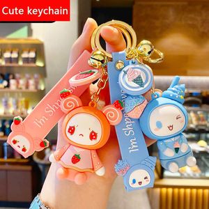 Nieuwe mode schattige kind lederen tas auto sleutelhanger plastic zachte rubberen pop hanger sleutel houder ring accessoires sieraden gift G1019