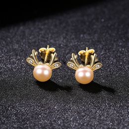 Nouveau mode mignon cerf 3A Zircon perle boucles d'oreilles femmes marque de luxe S925 en argent Sterling plaqué or 18 carats boucles d'oreilles femme Sexy charme boucles d'oreilles haut de gamme bijoux cadeau