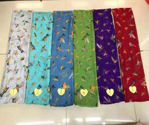 Nouvelle mode mignon colibri imprimé écharpe femmes motif Animal Wrap châles foulards Hijab 3 couleurs entières 10 piècesLOT2202656