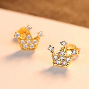 Nouvelle mode mignon princesse 3A Zircon couronne boucles d'oreilles femmes marque de luxe s925 boucles d'oreilles en argent charmante femme 18k plaqué or boucles d'oreilles haut de gamme bijoux cadeau