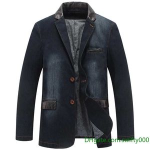 Nieuwe Mode Denim Blazer Mannen Business Casual Pak Blazer Jacket Jeans Coat Office Party Military Vintage Blazer katoenen uitloper