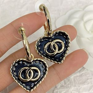 Nouvelle mode denim en émail émail amour boucles d'oreilles de luxe de luxe pour femmes boucles d'oreilles en boucles d'oreilles bijoux