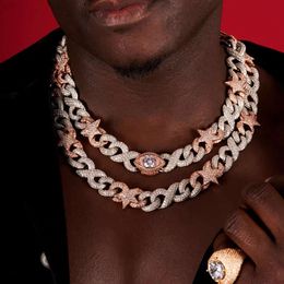 Nouveau design de mode 15 mm de large 925 Silver Gra Moisanite Diamond Start Shape Cuban Link Chain for Mens Rappen Hip Hop Collier