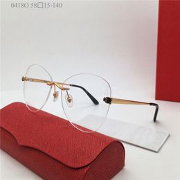 Nieuwe mode-ontwerp vlindervorm optische bril randloze metalen frame mannen en vrouwen zakelijke stijl licht en gemakkelijk te dragen bril model 0418O