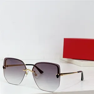 Nouveau design de mode lunettes de soleil œil de chat 0432S demi-monture en métal lentilles sans monture style simple et élégant lunettes de protection UV400 extérieures polyvalentes