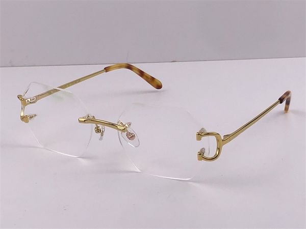 nouveau cadre de conception de mode lunettes optiques 0118 métal irrégulier sans cadre en cristal transparent coupe lentille rétro classique en gros lunettes claires