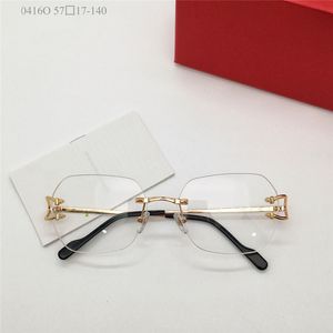 Nieuwe fashion design optische bril voor mannen en vrouwen 0416O randloze metalen frame gemakkelijk te dragen eenvoudige en populaire stijl heldere lenzen brillen