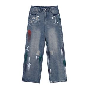 Nieuw modieus design losse fit noodlijdende jeans voor heren
