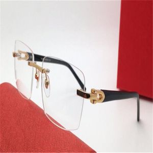 Nouveau design de mode lunettes optiques 0289 cadre carré sans monture style populaire simple léger et confortable à porter transparent 243n