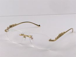 nouveau design de mode lunettes à monture optique 36456512 petites lentilles irrégulières sans monture en cristal transparent coupe jambe d'animal rétro classique lunettes claires avec étui
