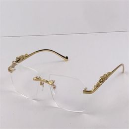 nouveau design de mode lunettes à monture optique 36456512 petites lentilles irrégulières sans monture en cristal transparent coupe jambe d'animal rétro classique2820