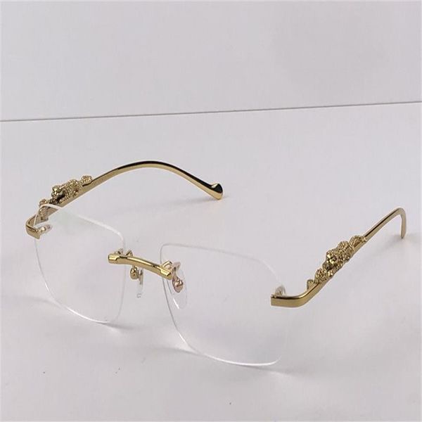 nouveau design de mode lunettes à monture optique 36456512 petites lentilles irrégulières sans monture en cristal transparent coupe jambe d'animal rétro classique265T