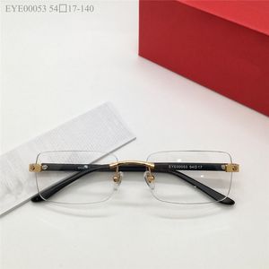 Nouveau design de mode lunettes optiques 00053 classique cadre carré lentille sans monture hommes et femmes lunettes simple style d'affaires lentilles claires lunettes