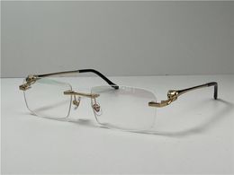 Nieuwe modeontwerp optische bril 0280 vierkante randloze frame transparante lens dierlijke tempels vintage eenvoudige stijl topkwaliteit