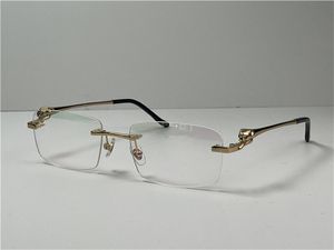 Nuevo diseño de moda gafas ópticas 0280 montura cuadrada sin montura lente transparente patillas de animales Estilo simple vintage de alta calidad