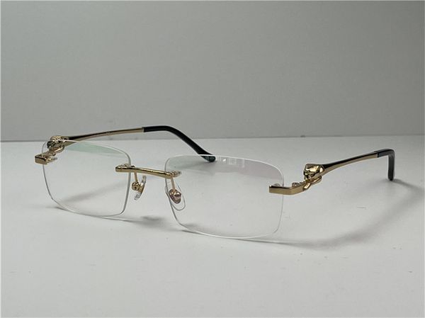Nouveau design de mode lunettes optiques 0280 cadre carré sans monture lentille transparente temples animaux Vintage style simple qualité supérieure