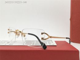 Nuevo diseño de moda gafas ópticas 2452233 montura cuadrada clásica patillas de metal gafas para hombres y mujeres estilo popular simple lentes transparentes