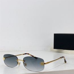 Nuevo diseño de moda gafas de sol ovaladas 4093-B montura de metal lente sin montura estilo simple y popular gafas de protección UV400 versátiles para exteriores
