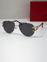 Nuevas gafas de sol piloto de diseño de moda 0415S Lentes de corte de marco sin borde Templos de animales simples y populares Estilo al aire libre UV400 Eyewear