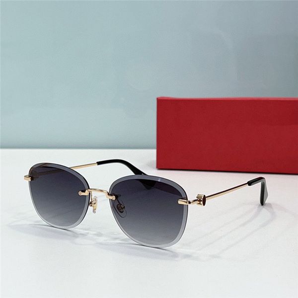 Nouveau design de mode lunettes de soleil pilote 0417O monture en métal lentille coupée sans monture style simple et populaire léger et facile à porter des lunettes de protection UV400 en plein air