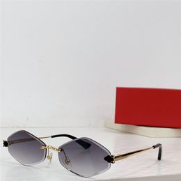 Nieuwe mode-ontwerp ruitvormige zonnebril 0433S metalen frame randloze geslepen lens eenvoudige en populaire stijl veelzijdige outdoor UV400-beschermingsbril