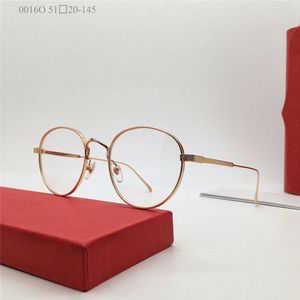 Lunettes de vue à monture ronde en or K, nouveau design à la mode 0016O, style classique simple avec boîte, peut faire des lentilles de prescription