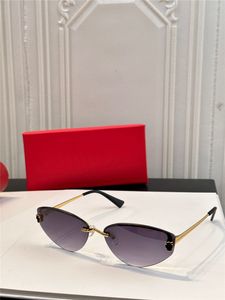 Nouveau design de mode petites lunettes de soleil œil de chat 0431S demi-monture en métal lentille sans monture style simple et populaire polyvalent extérieur lunettes de protection UV400