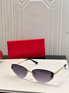 Nouveau design de mode petites lunettes de soleil œil de chat 0431S demi-monture en métal lentille sans monture style simple et populaire lunettes de protection UV400 extérieures polyvalentes